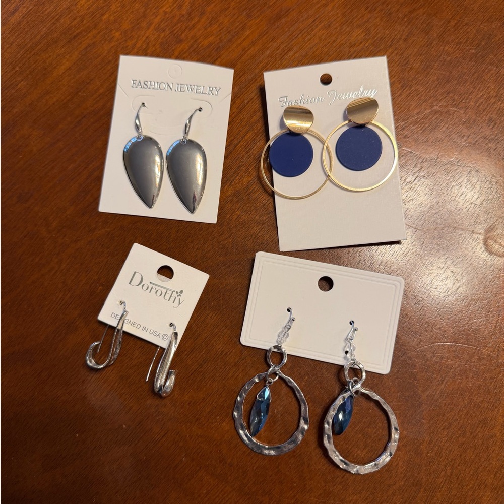 Mixed Earrings Lot - Silver, Gold, & Navy Styles